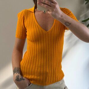 Wilfred Orange Knit Polo